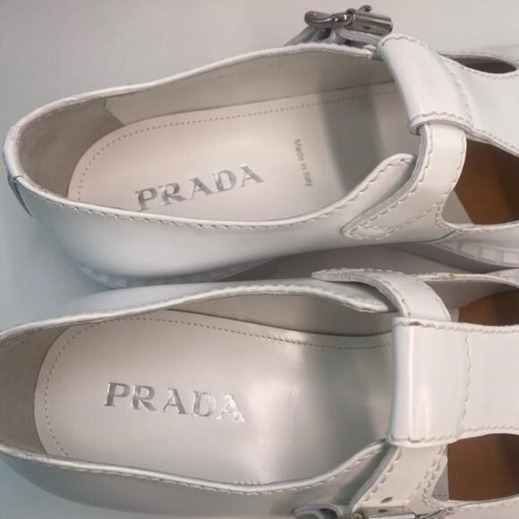 New Authentic PRADA  Spazzolato Mens Mary Jane T Strap 40mm Loafers - Picture 6 of 10